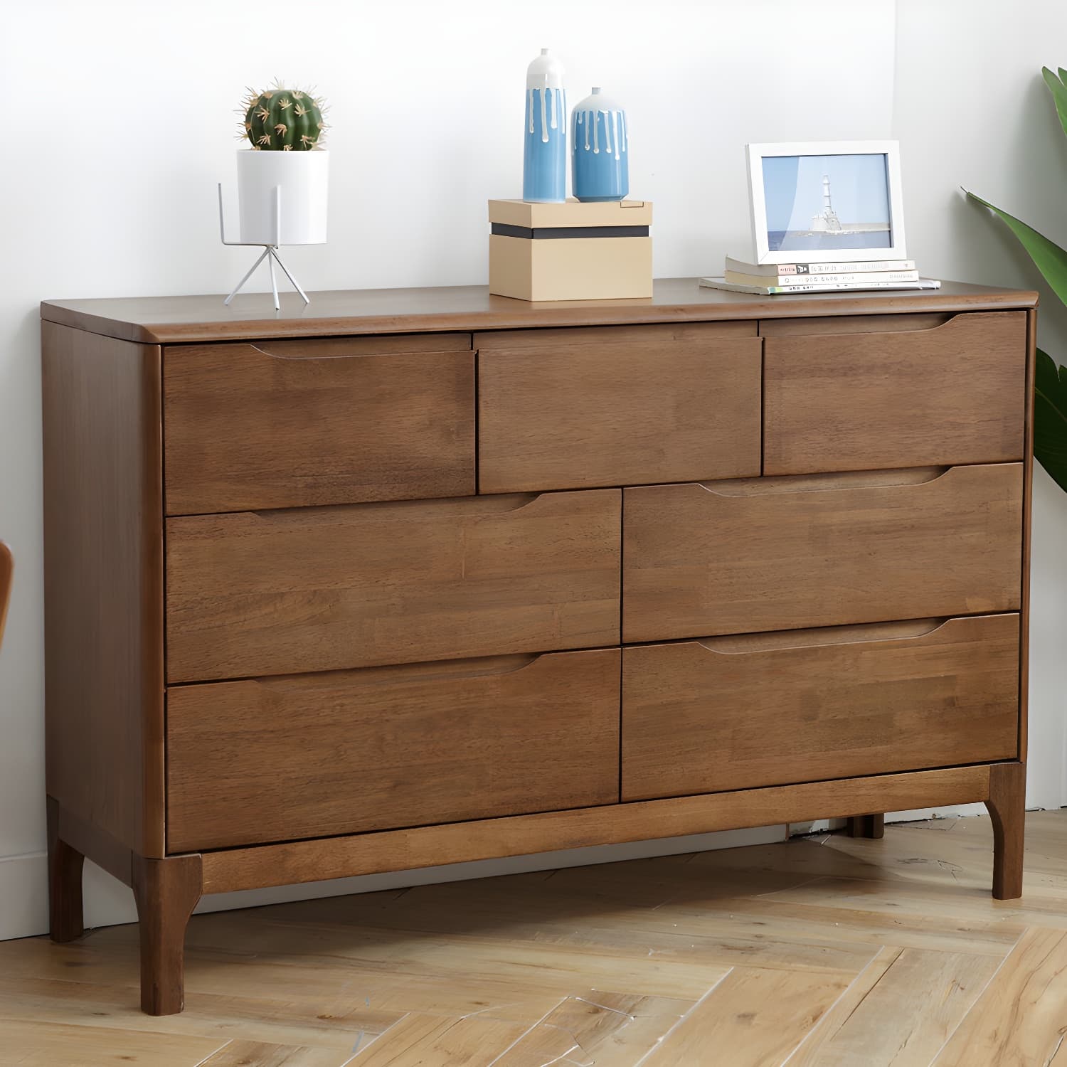 Rectangular Rubberwood Chest Mid-Century Modern Accent Chest - image 4