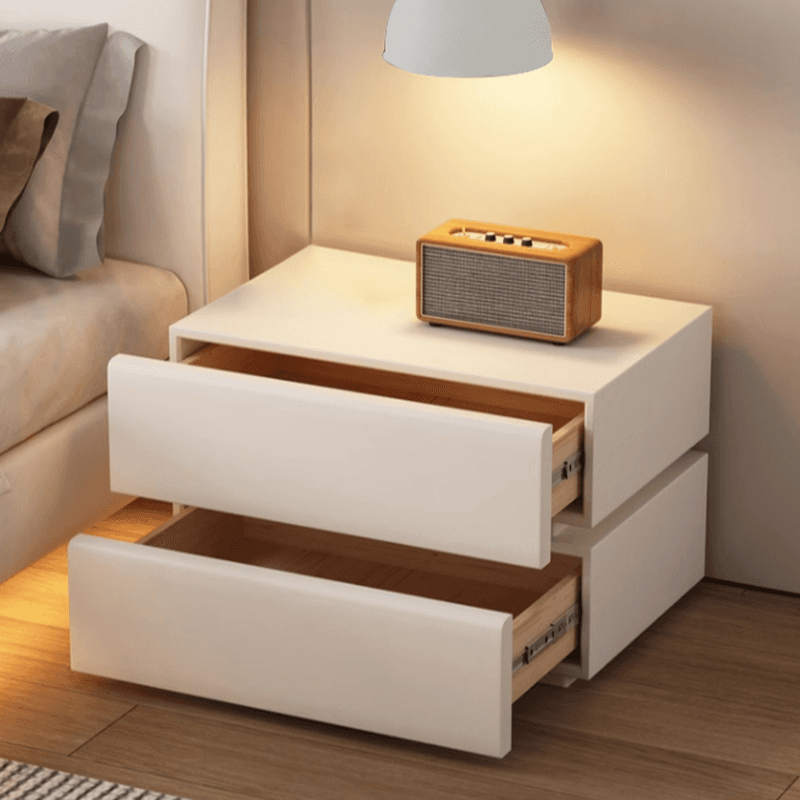 Art Deco Style Bedside Cabinet Nightstand with 2 Drawers and Pine Countertop - image 9