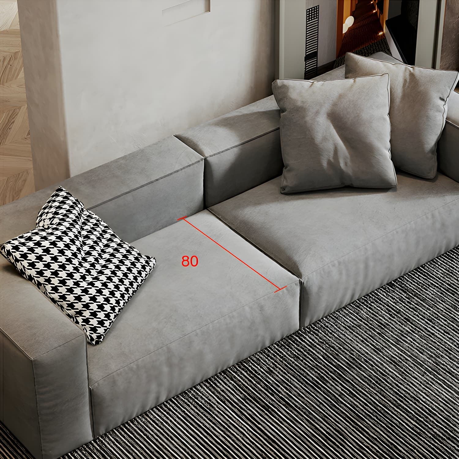 Modern Gray Chenille Stationary Sectional Sofa with Pillow Back and Wood Frame - image 7