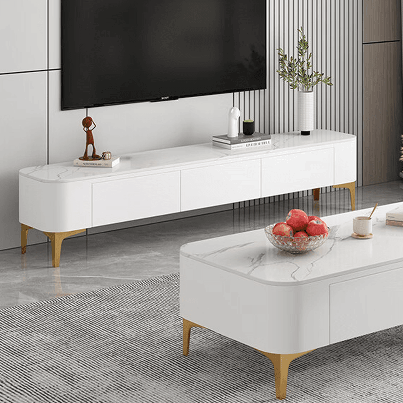 Modish Vitreous TV Stand with 3 Drawers for Sitting Room - image 6