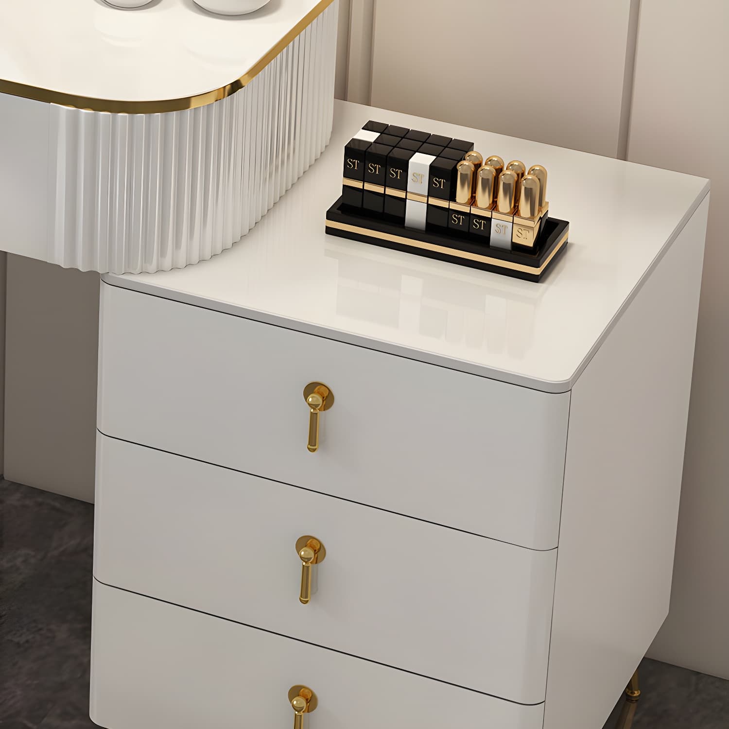 Lighted Mirror Makeup Vanity Storage Box Vanity Dressing Table - image 11