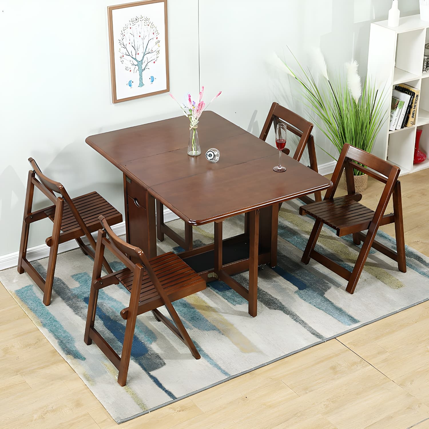 Trendy Collapsible Solid Wood Dining Set Non-adjustable Standard Height - image 8