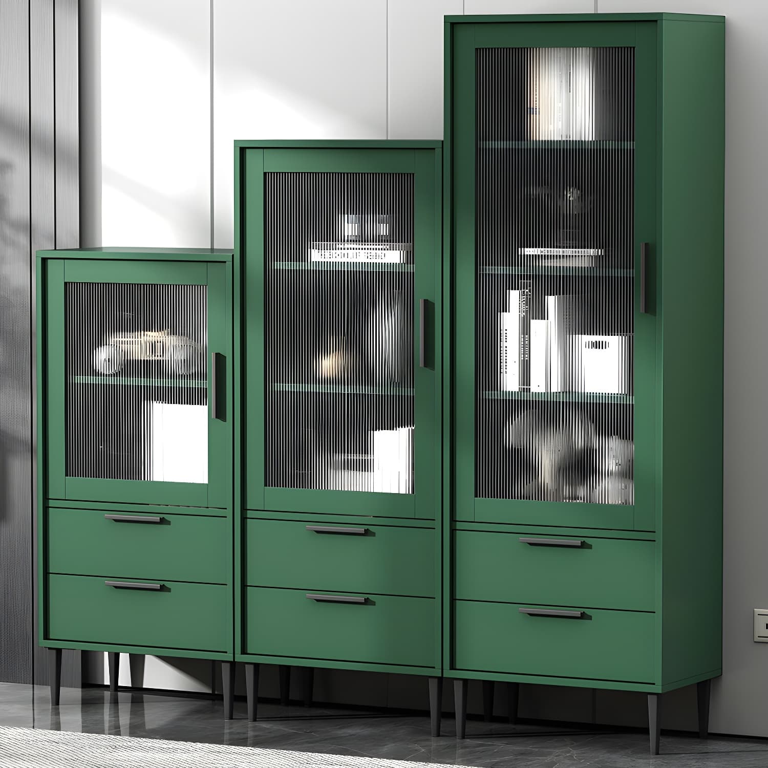 Wooden Accent Cabinet with Glass Door and 2 - Drawer 11.81" Wide Side Cabinet - image 5