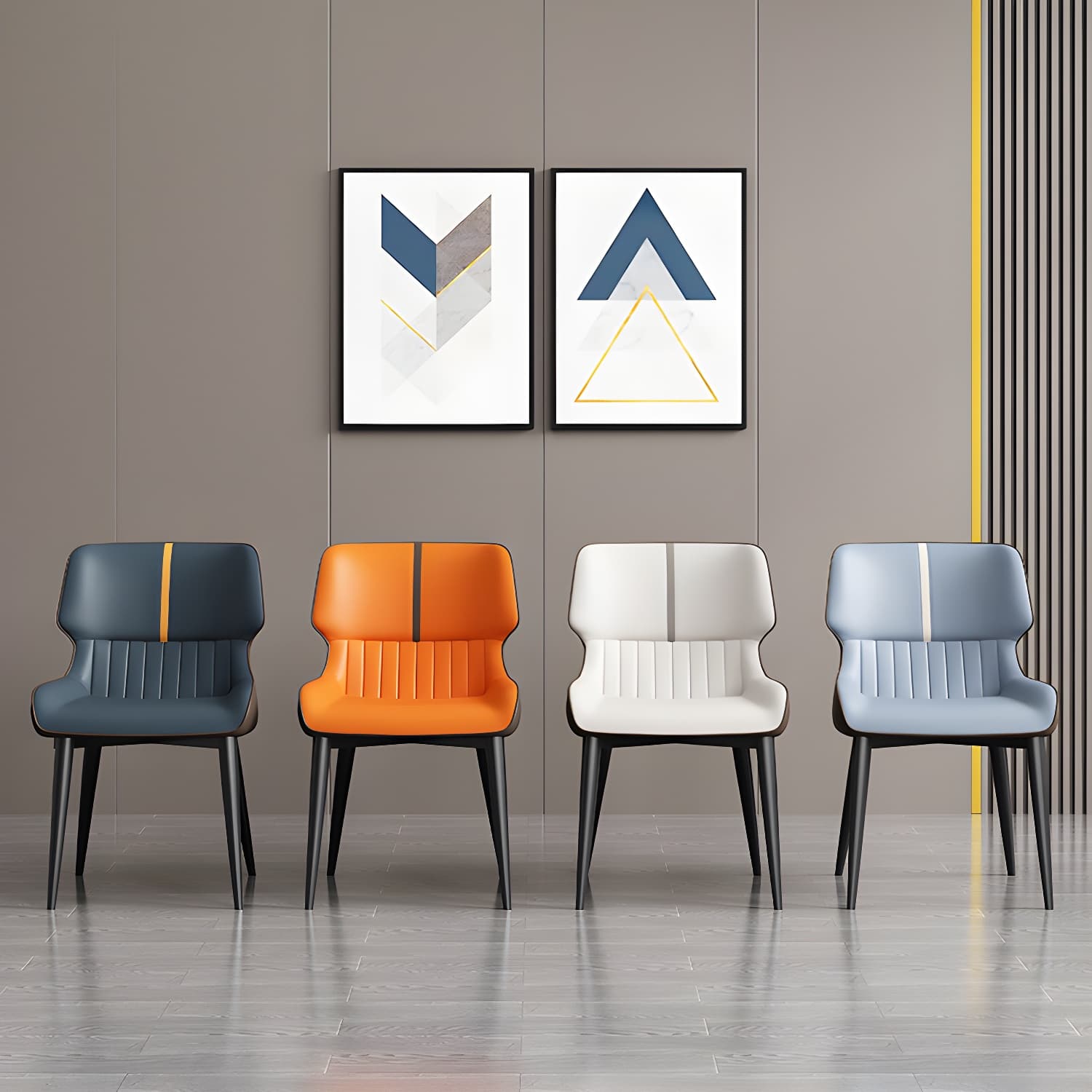 Contemporary Home Wingback Side Chair Matte Finish Leather Dining Chair - image 11
