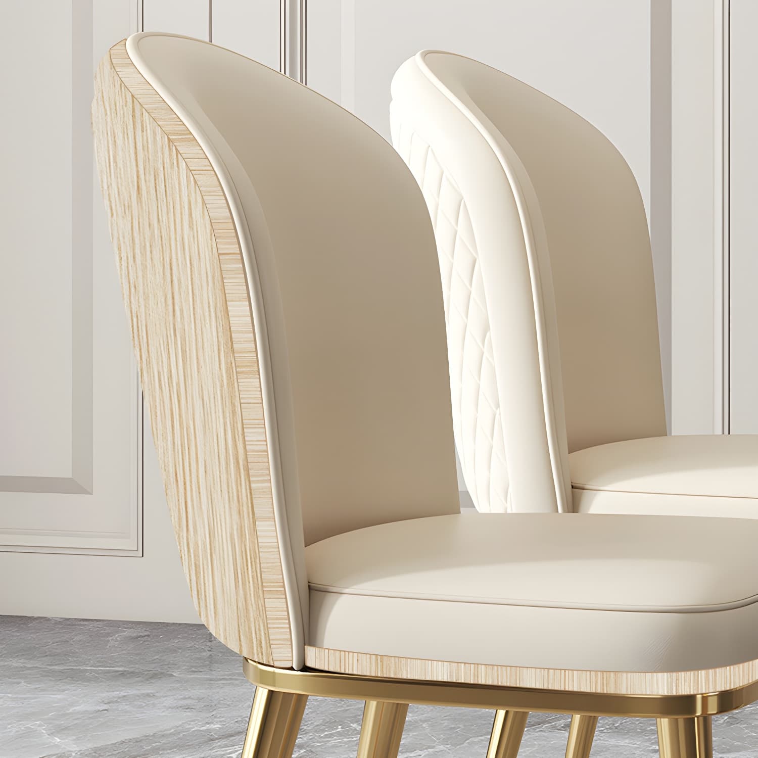 Gold Leg Glam Side Chair with Low Back and Upholstered Faux Leather in Polyurethane Material - image 16