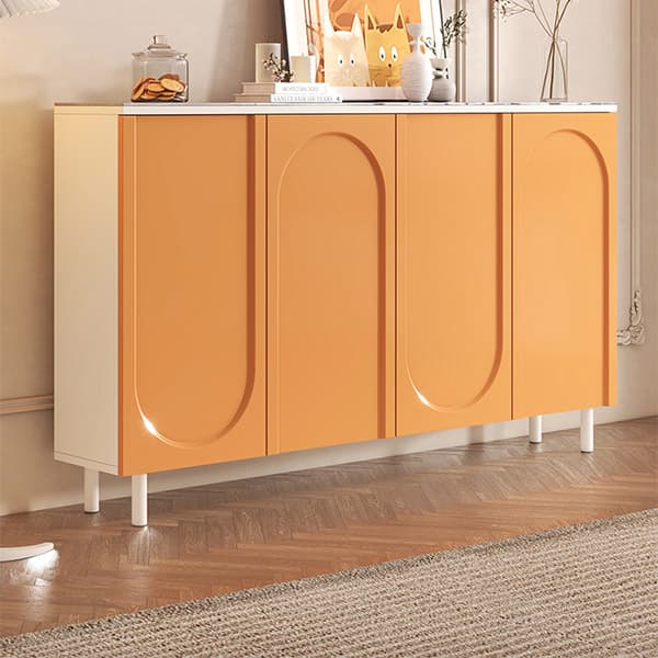 Scandinavian Wood Sideboard Credenza with Cabinet and Adjustable Shelves - image 6
