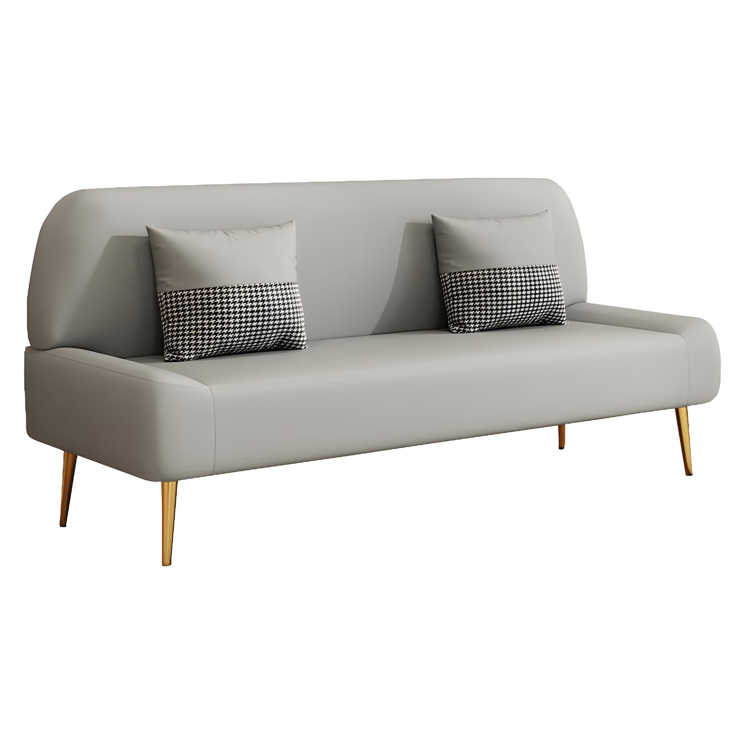 Scandinavian Faux Leather Small Size Sofa with Armless Design in Solid Color - image 13