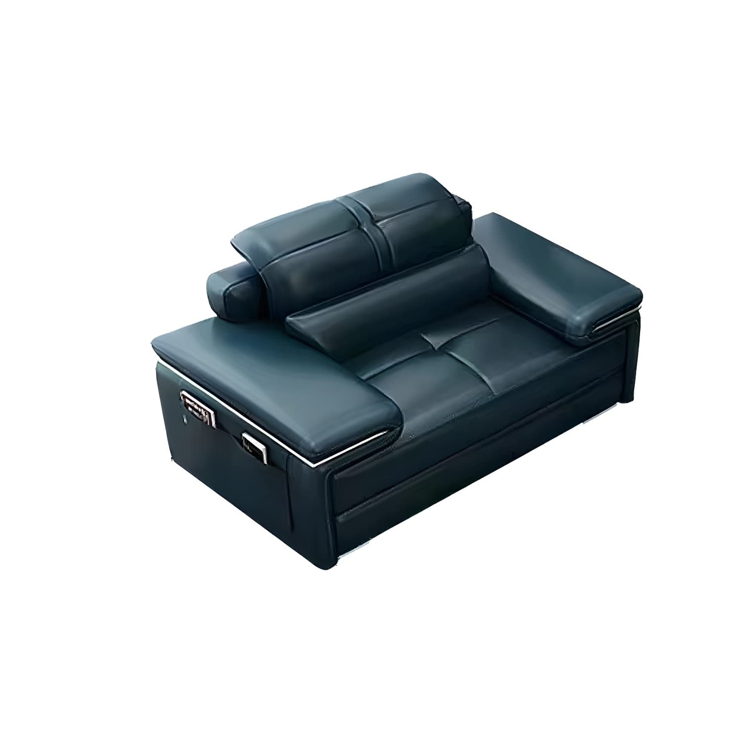Genuine Leather Sectional 34.65"High Pillow Top Arm Sofa with Storage, Blue - image 5