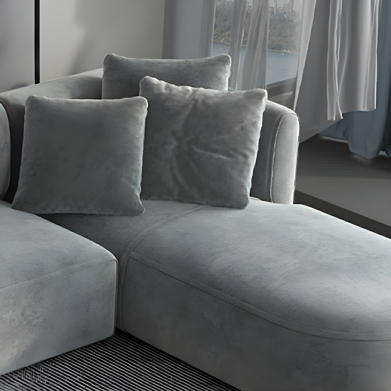 Flannel Upholstered Sectional Sofa in 2 Piece Set - Cozy, Stylish and Comfortable - image 9