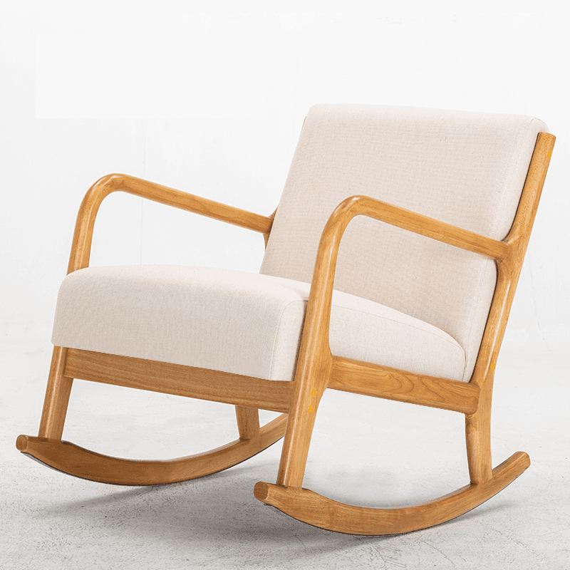 Modern Simple Style Wood Rocking Chair Couch with Cushioned Upholstery & Track Arm - image 5
