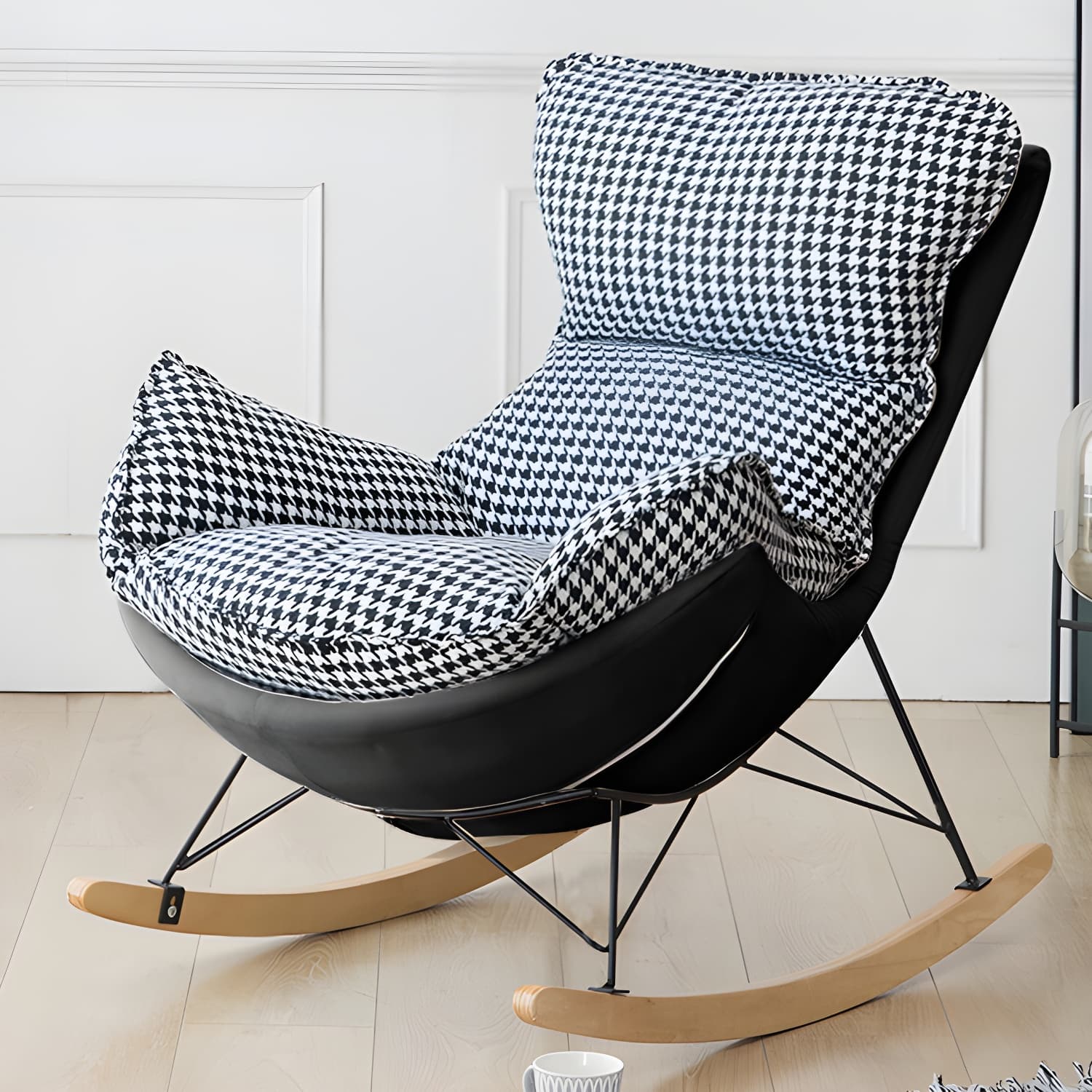 Stylish and Comfortable Modern Upholstered Rocking Chair with Removable Back Cushion