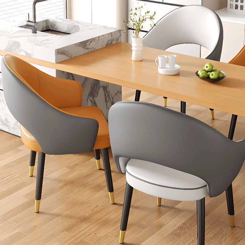 Modish Arm Chair with Ventilated Back, Padded Upholstery, Arms, and Steel Legs - image 11