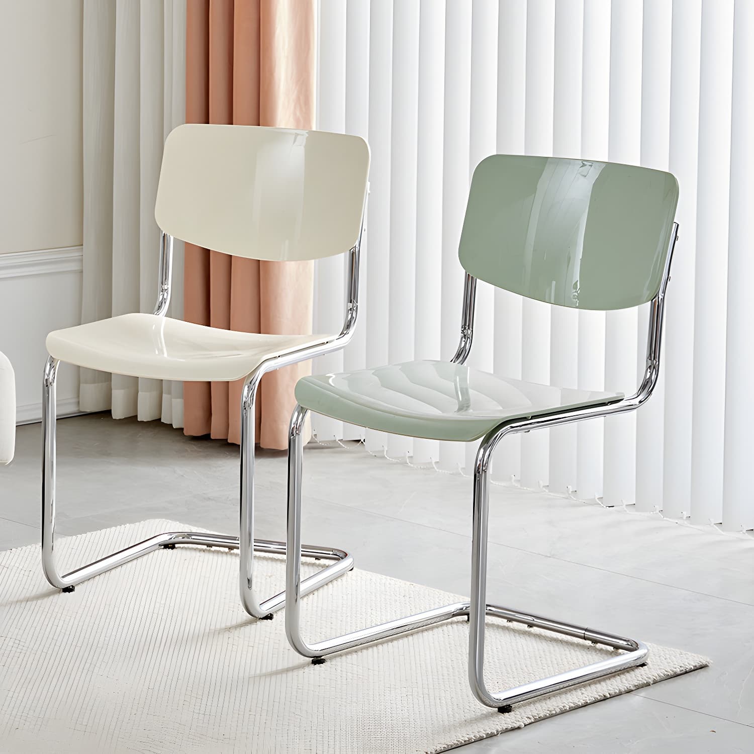 Modern Plastic & Acrylic Side Chair with Low Back and Open Back Style - Silver Leg Color - image 8