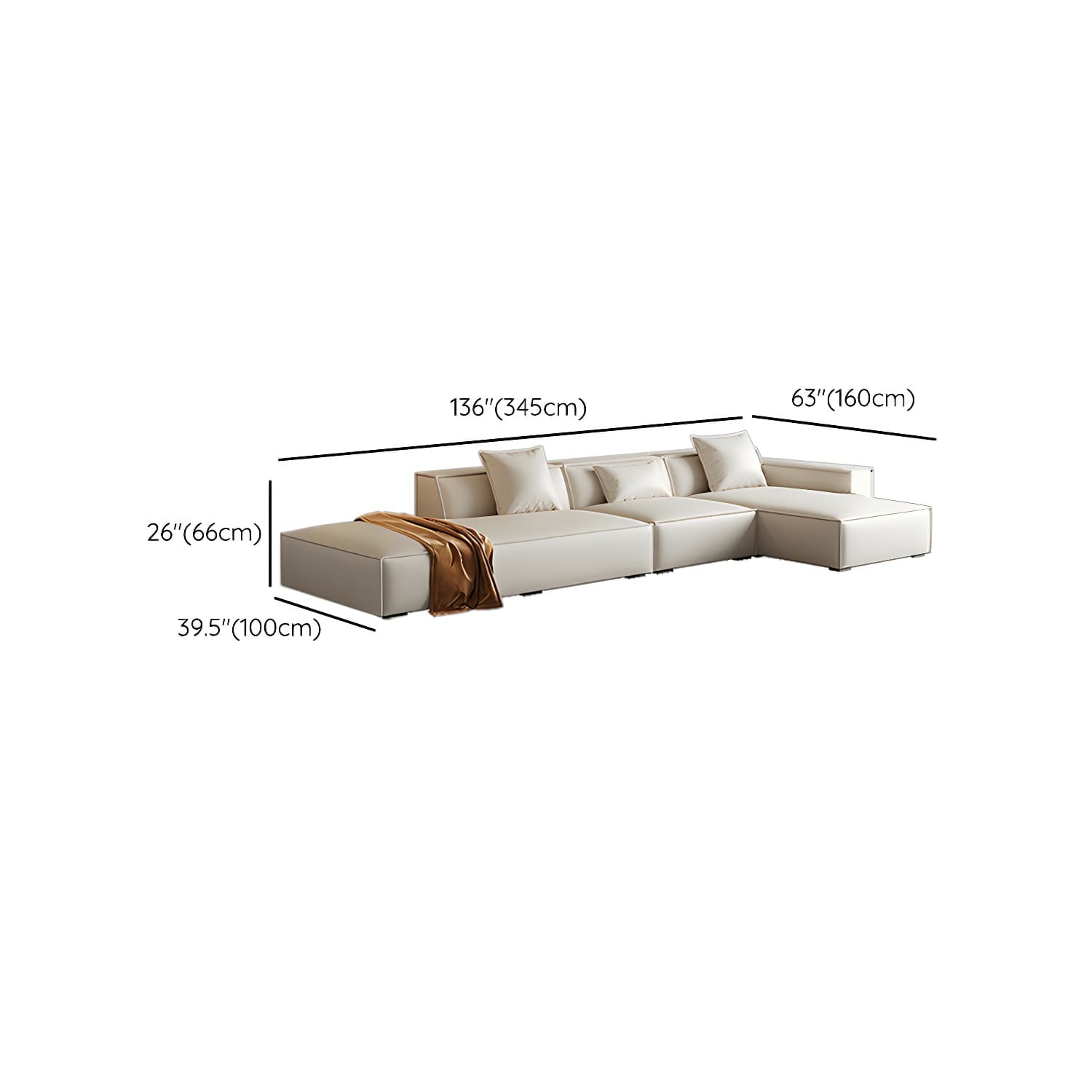 Modern Beige Pillow Back Sectional Sofa in Silicone Rubber with Wood Frame - image 16