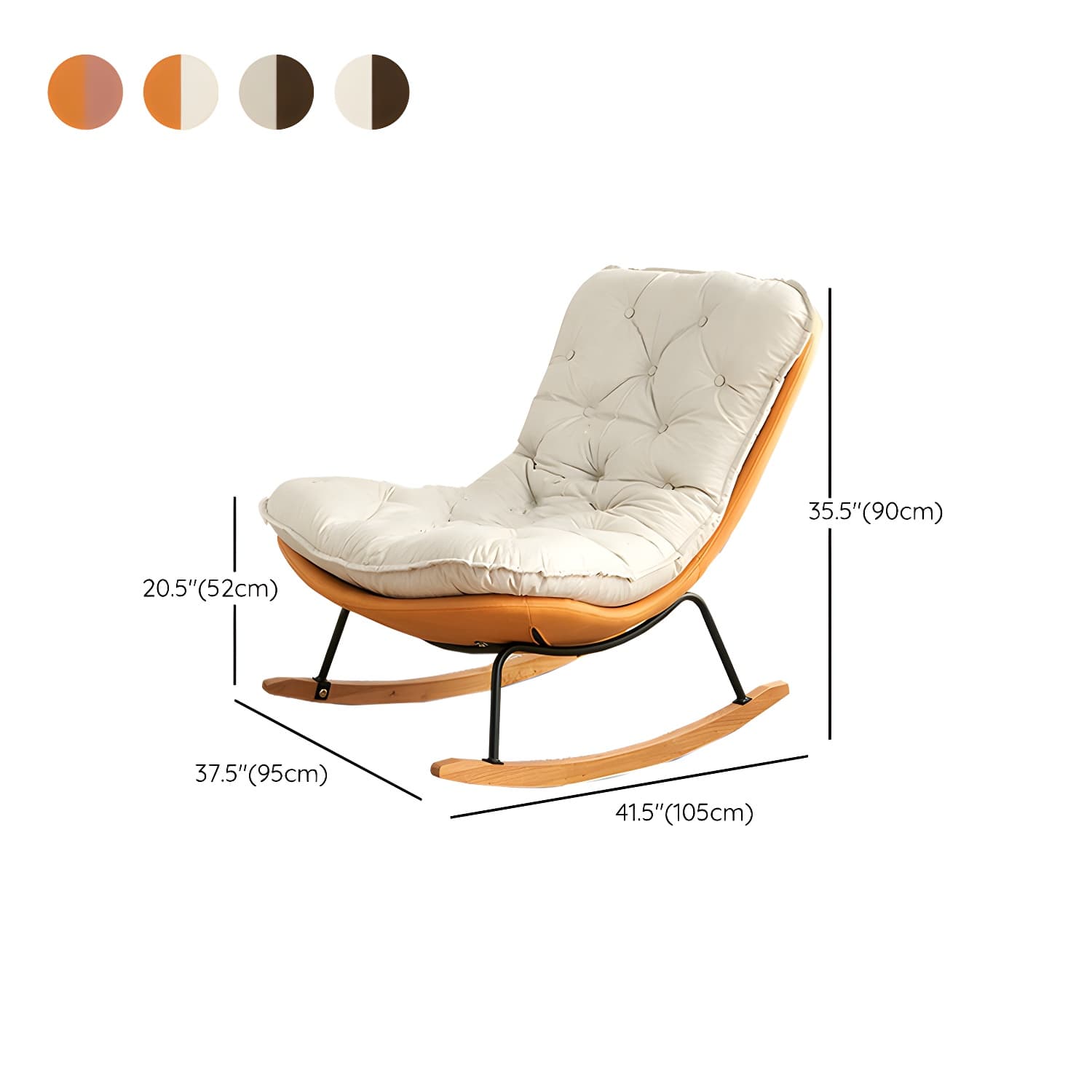 Stylish Modern Metal Rocking Chair with Tufted Upholstery and Stain-Resistant, Removable Cushions - image 18