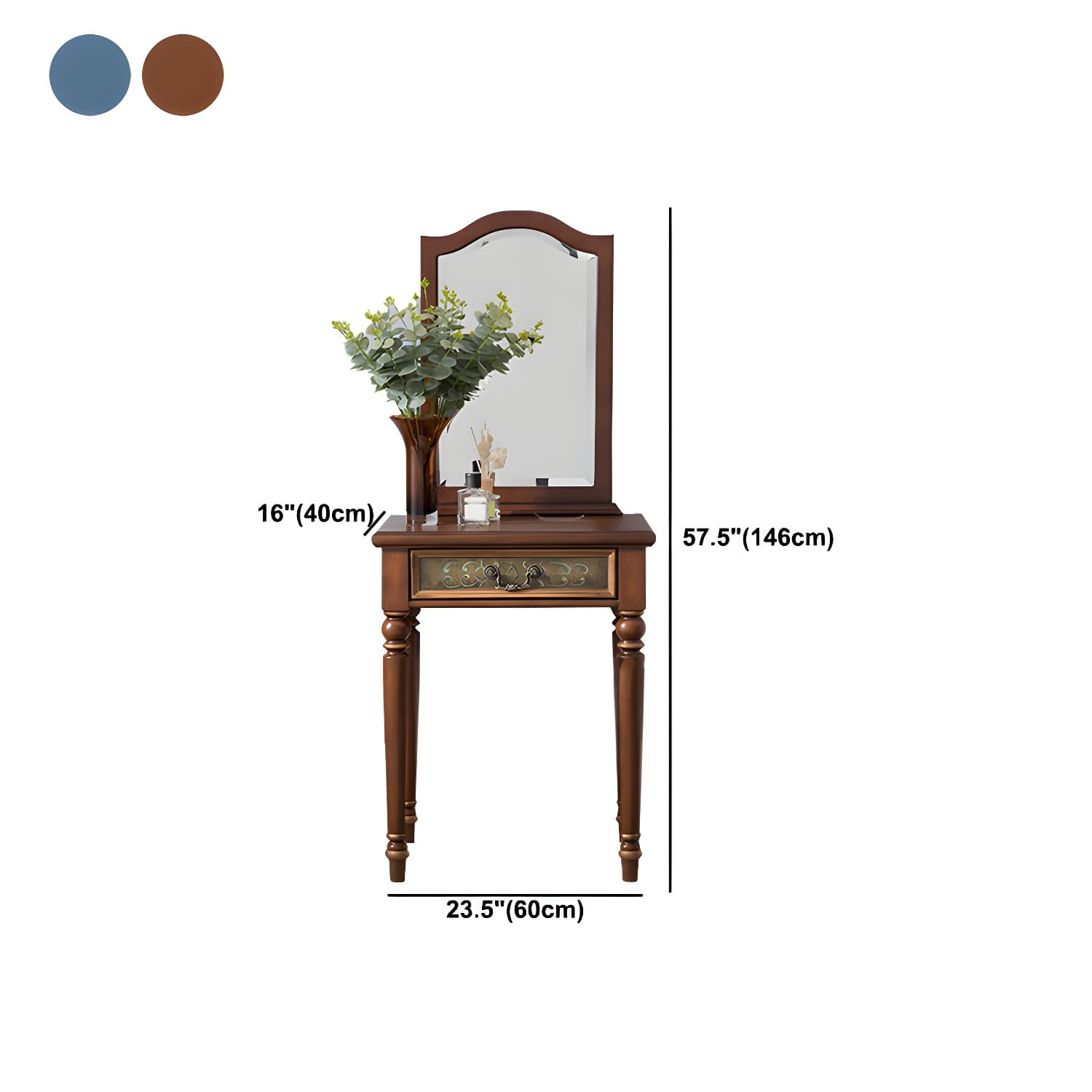 Victorian Vanity Set Solid Wood Drawers Included Makeup Dressing Table With Mirror & Stool - image 19
