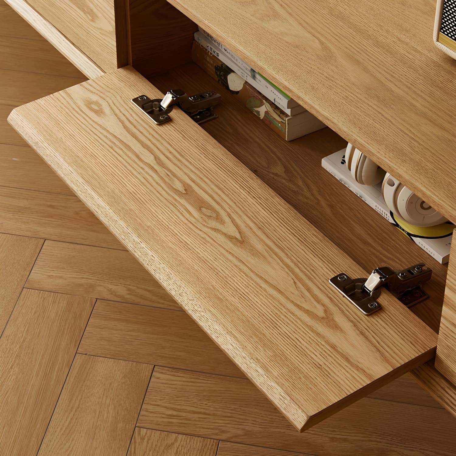 Contemporary Wood Media Console TV Stand with Drawer and Door - image 13