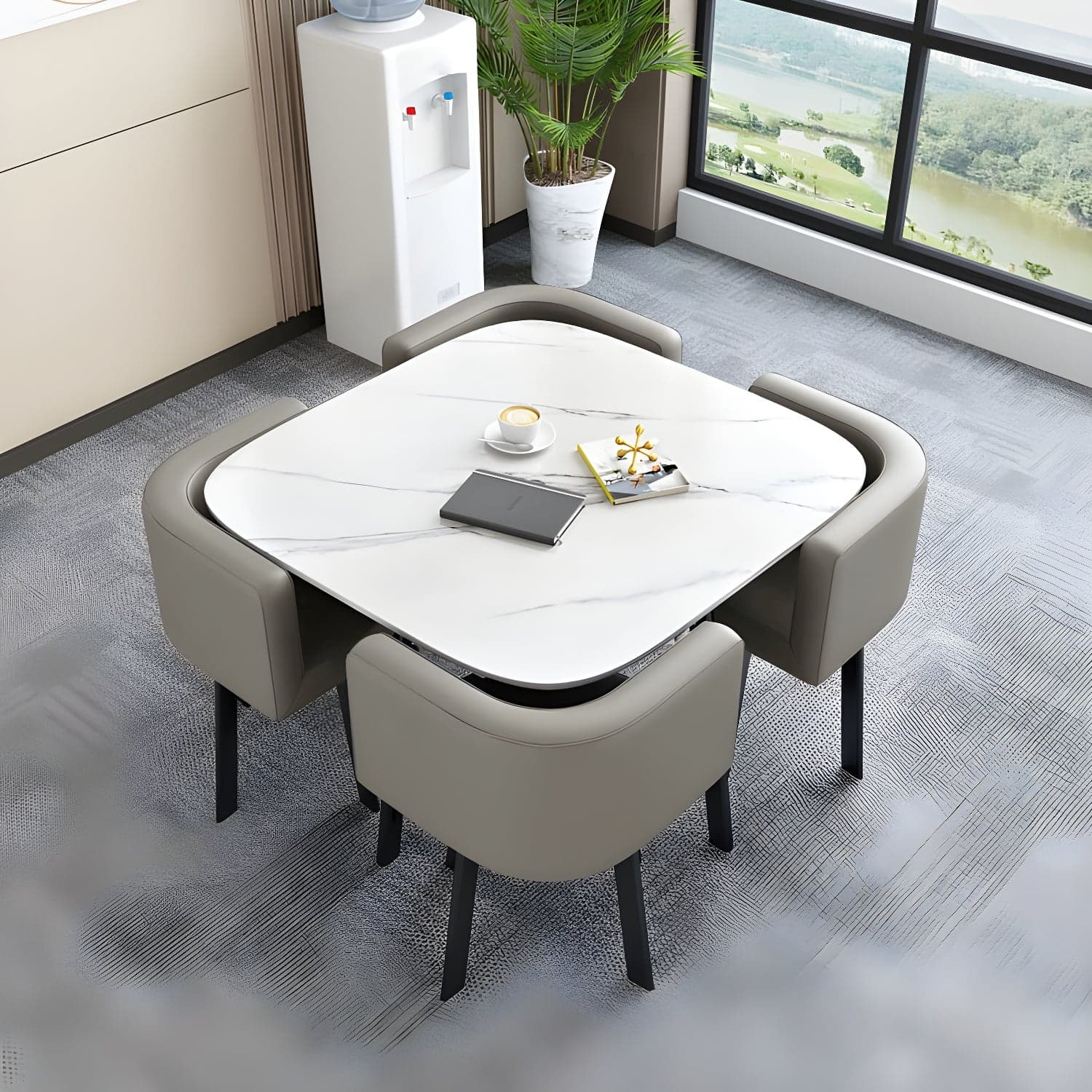 5 Piece Square Shape Contemporary Style Dining Room Chair and Table Set - image 3