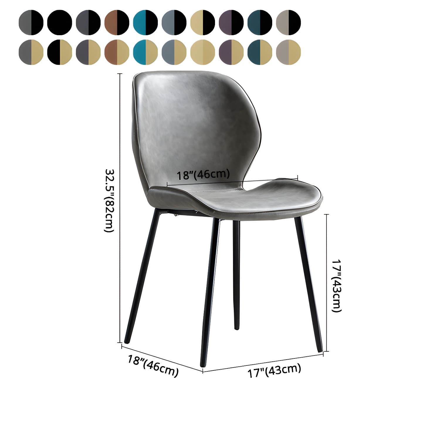 Scandinavian Leather Home Side Chair Matte Finish Wingback Dining Chair (Set of 2) - image 25