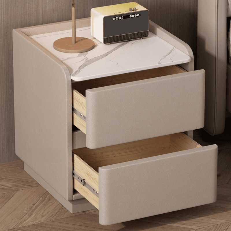 Modern Simple Style Bedside Cabinet Nightstand with 2 Drawers and Stone Countertop - image 10