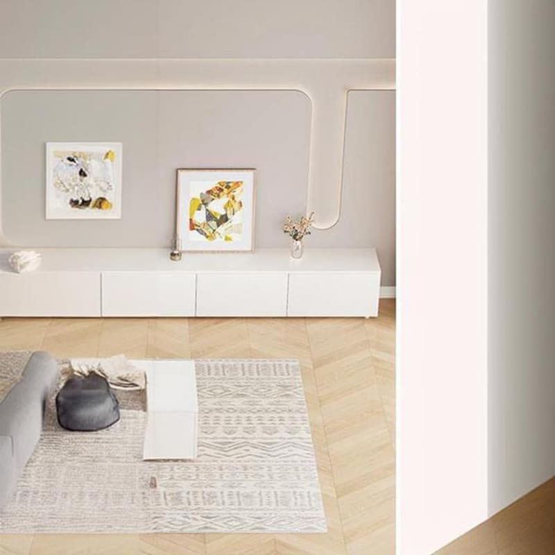 White Modern TV Stand with Low Height, Drawers, and Cable Management - Easy Full Assembly - image 4