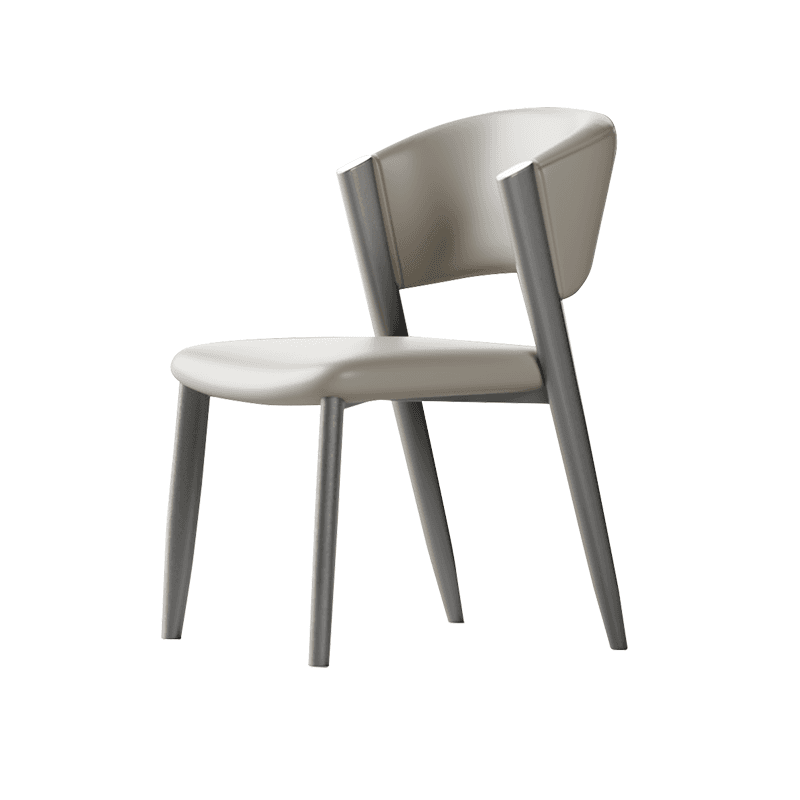 Modish Armless Chair with Exposed Back, Cushioned, Grey Steel Legs - image 15
