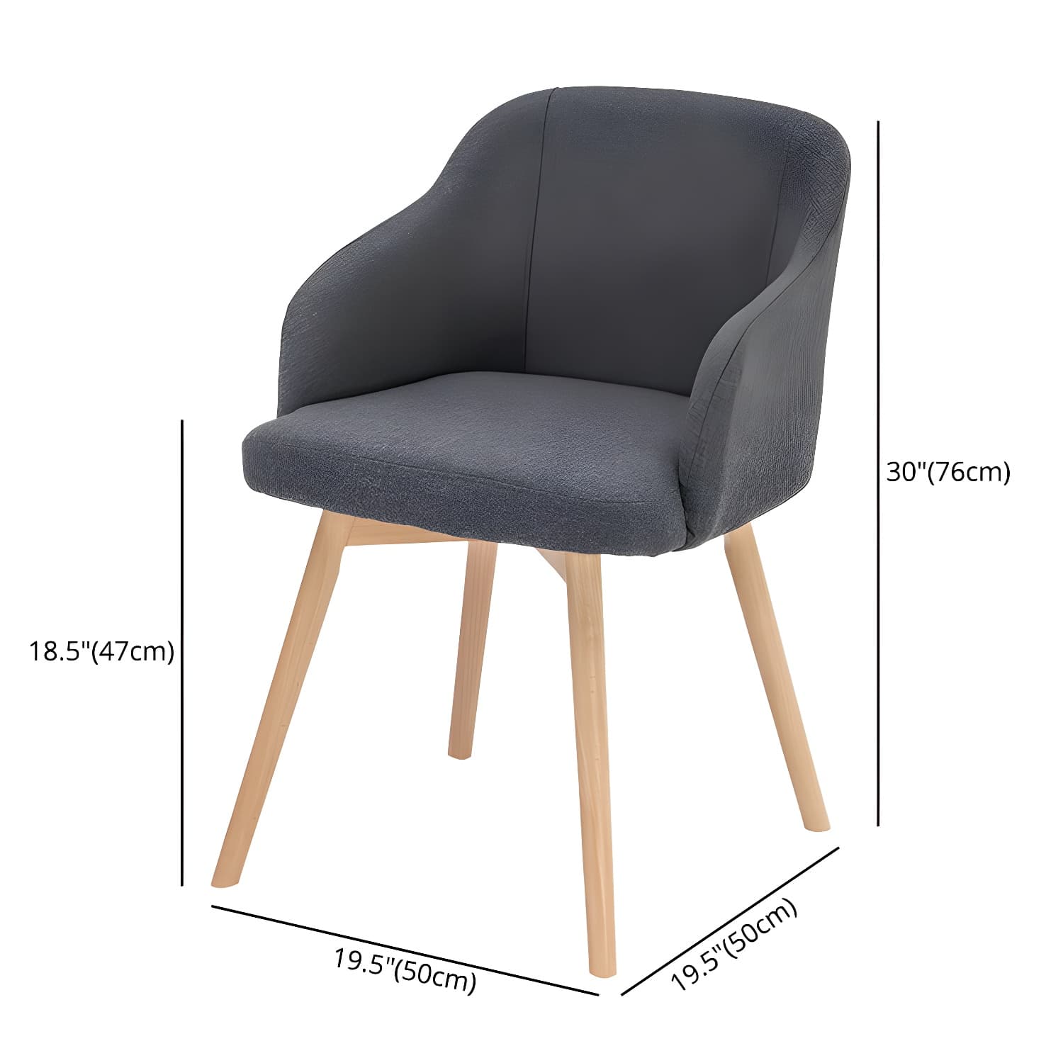 Scandinavian Beech Solid Back Arm Chair Fabric Dining Chair with Natural Legs - image 30