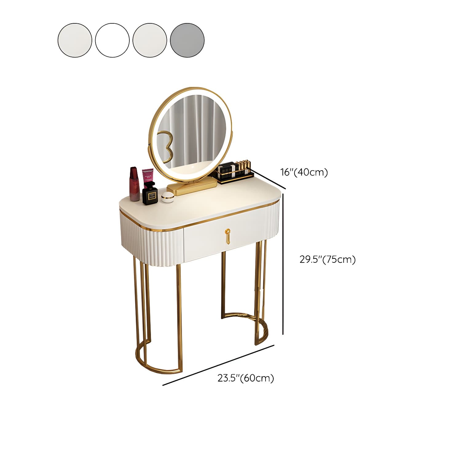 Glam 29.52" Height Makeup Vanity Set with Drawer and Mirror Vanity - image 20