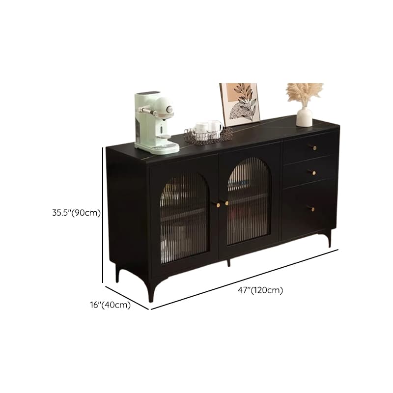 Narrow/Standard Coal Sideboard in Wood with Hutch, Glass Doors and Flexible Shelf in a Modern Style, 3 Drawers Included/Not Included - image 11