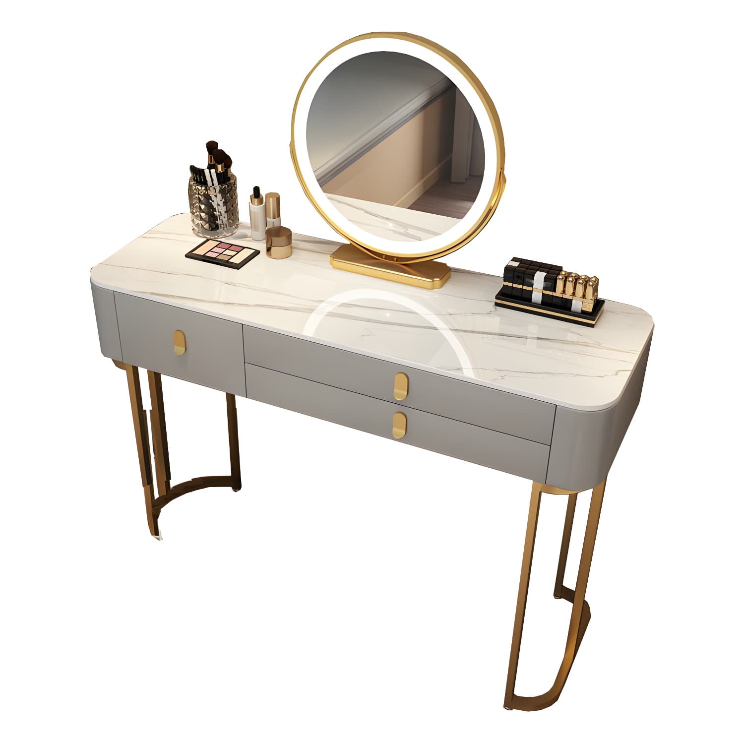 Lighted Mirror Vanity Dressing Table Bedroom Makeup Vanity with Drawer - image 16