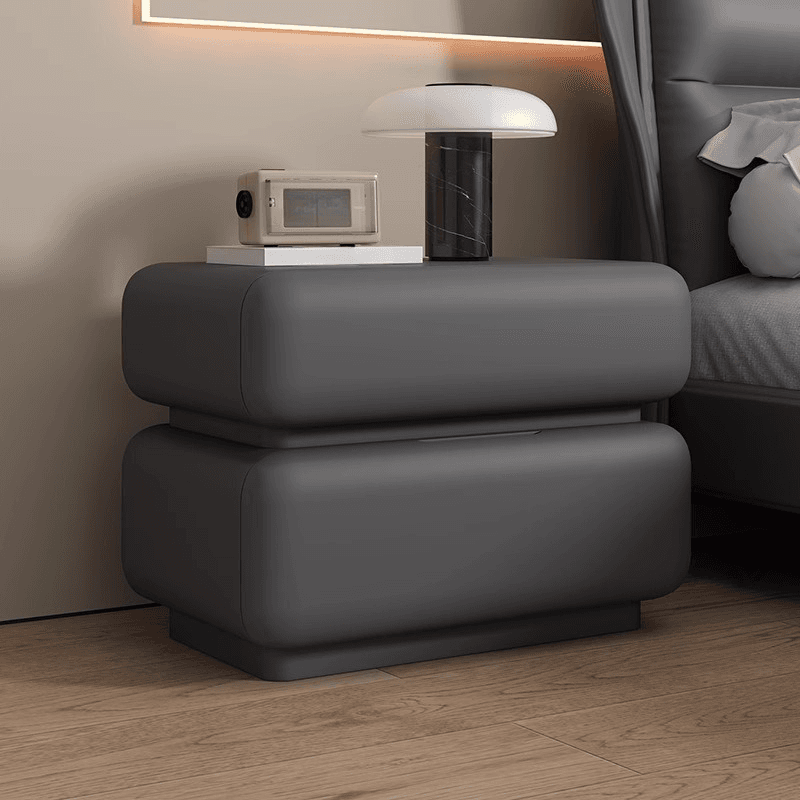 Modern Simple Style Nightstand With Drawer Organization with 2 Drawers and Pu Leather Countertop