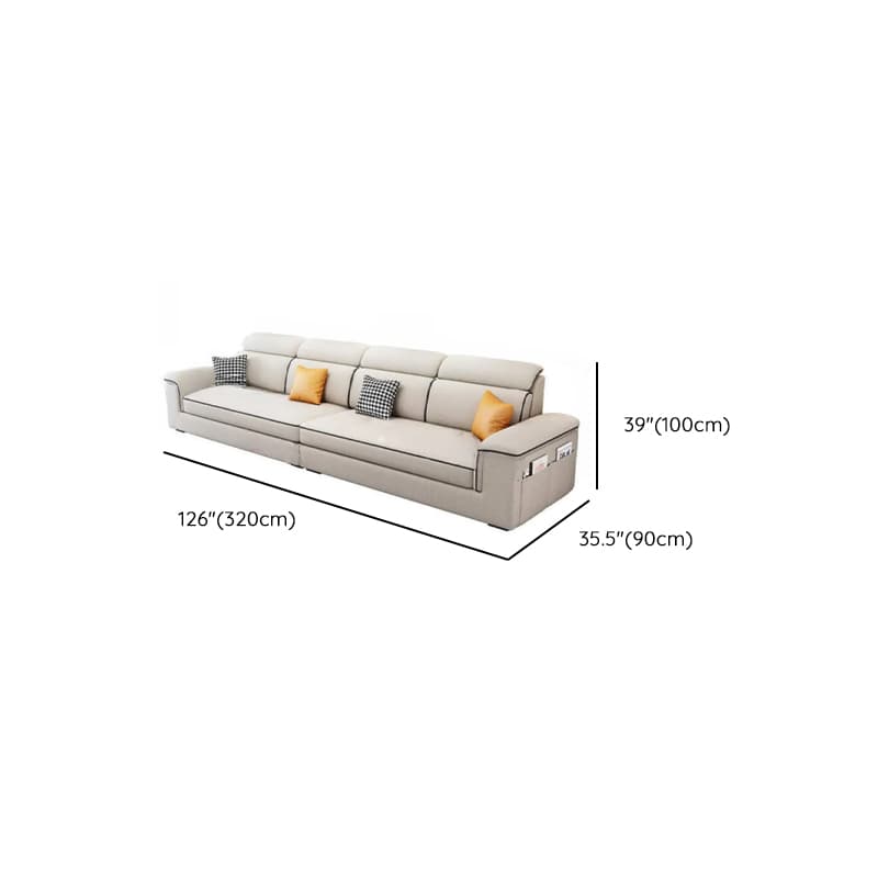 Casual L-Shape Stain Resistant Cream Sofa Recliner with Left/Right Hand Facing Square Arm and Chaise Component - image 12