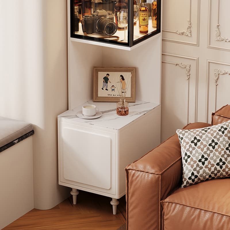 Scratch-immune Accent Cabinet with 1 Exterior Shelf, Sintered Stone Countertop, Glazed Door, Stain Resistant, and Led Lighting - image 6