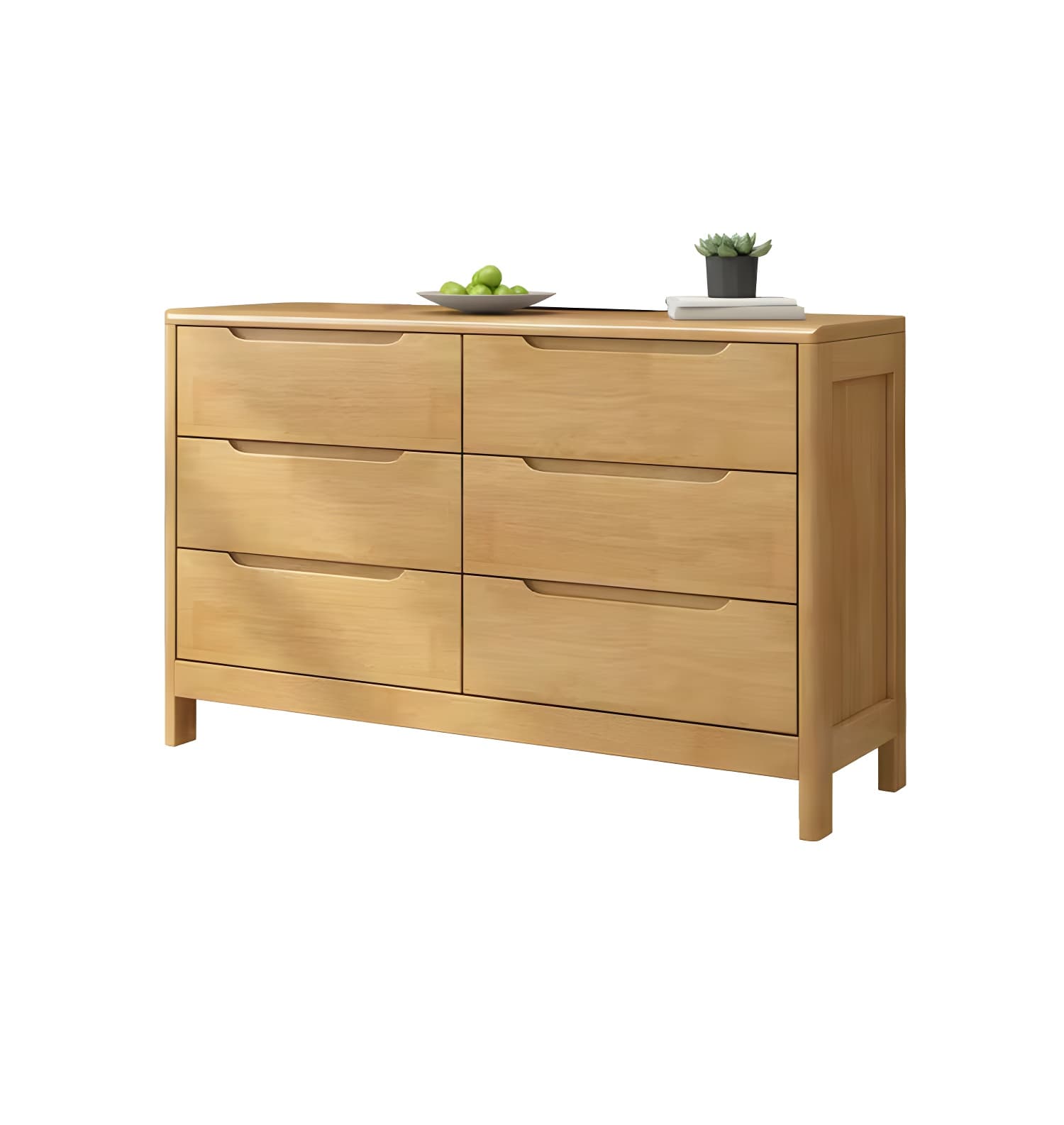 Mid-Century Modern Chest Rubberwood Squared Legs Grooves with Drawer Accent Chest