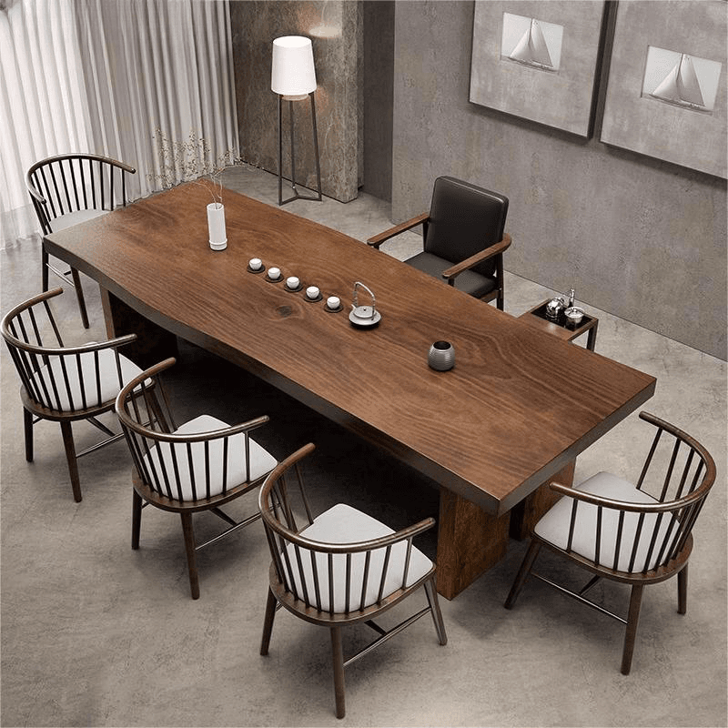 Trendy Rectangular Dining Table in Pine, Fixed Mechanism, Seats 4 to 8, Dark Brown Finish - image 3