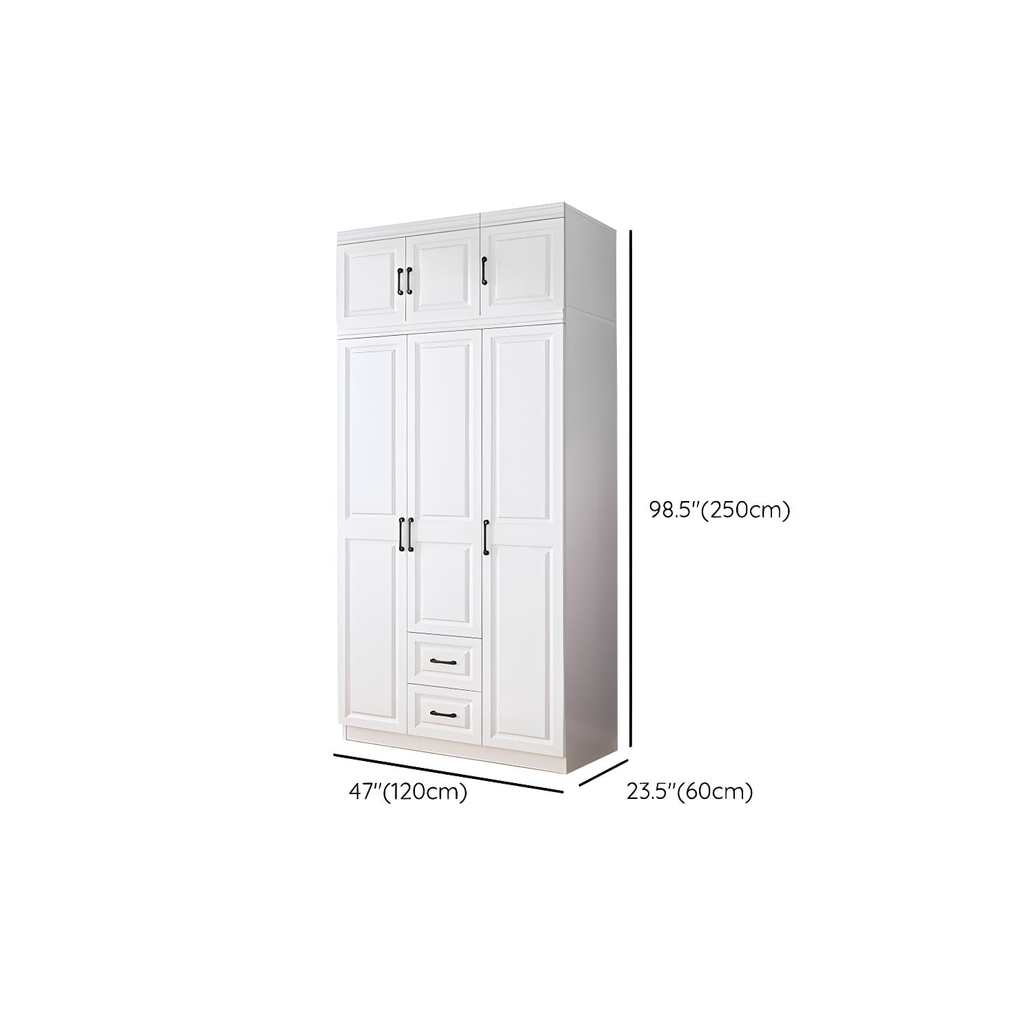 Modern White Wood Wardrobe Armoire with Soft-Close Drawers and Clothing Rod - image 15
