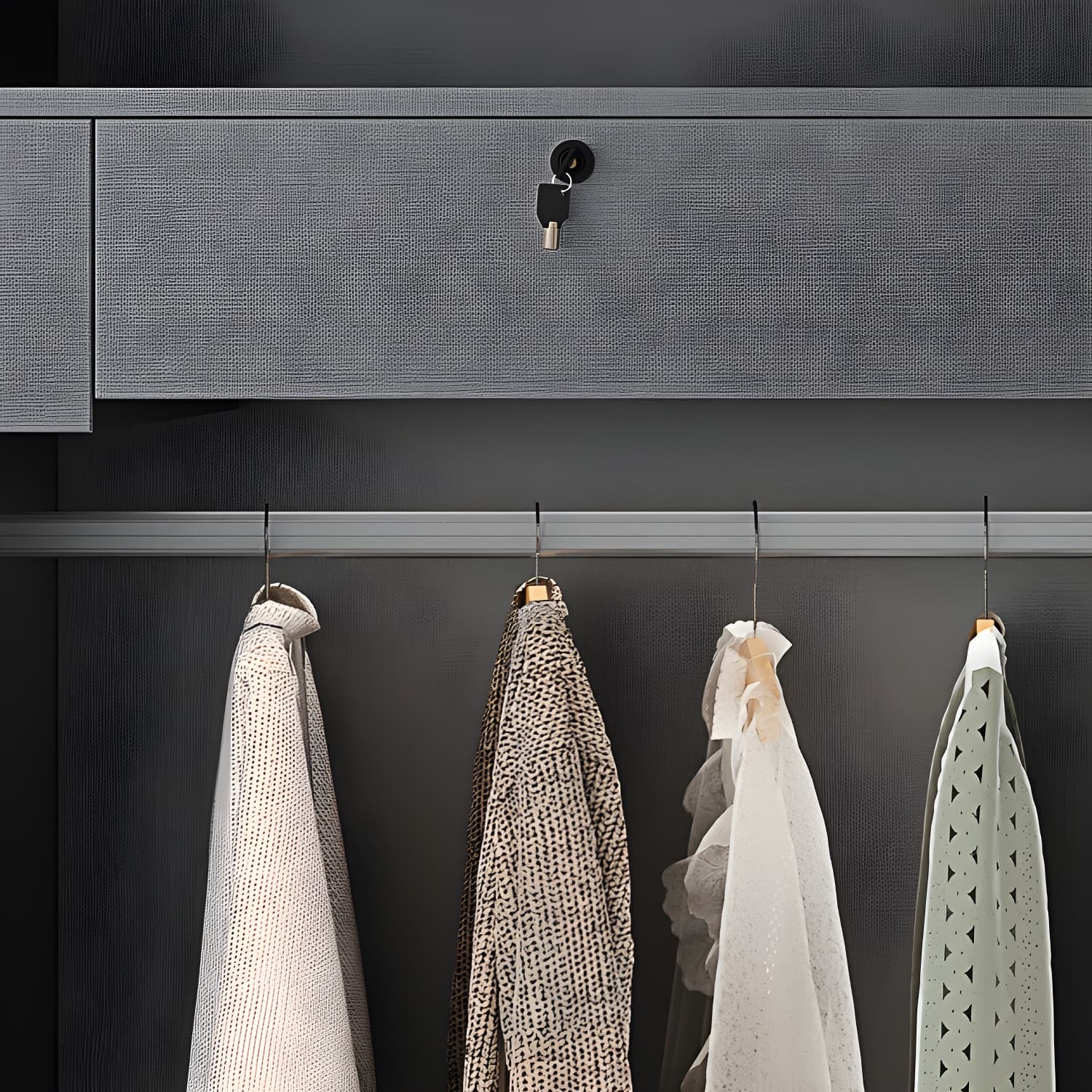 Black Wardrobe Armoire with Garment Rod Wood Wardrobe Closet - image 6