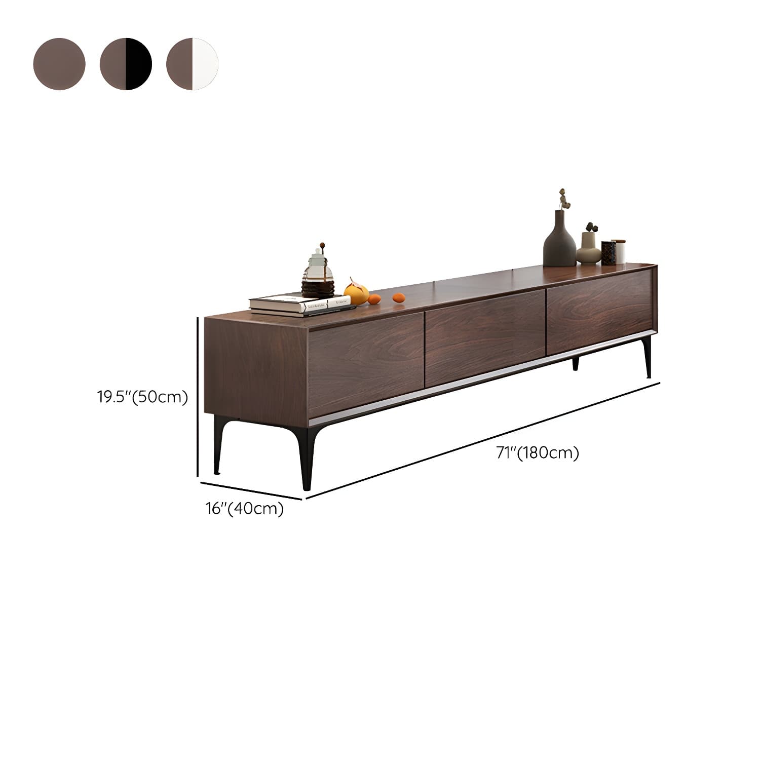 Scandinavian Style Wood TV Stand with Cable Management, Drawers Included - Low Height and With Legs - image 21