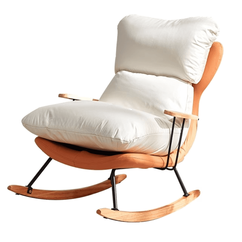 1 Piece Set/2 Piece Set Water Resistant Padded Living Room Rocking Chair in Chalk/Grey/Citrus Color with Upholstered Back and Track Arm in a Simple Style, Ottoman Included/Not Included