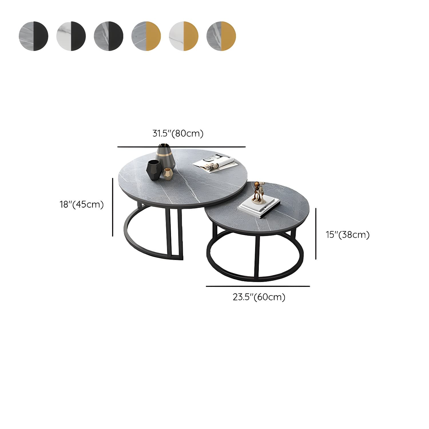 Contemporary Nesting Coffee Table Set Stone Frame Coffee Table Set - image 20