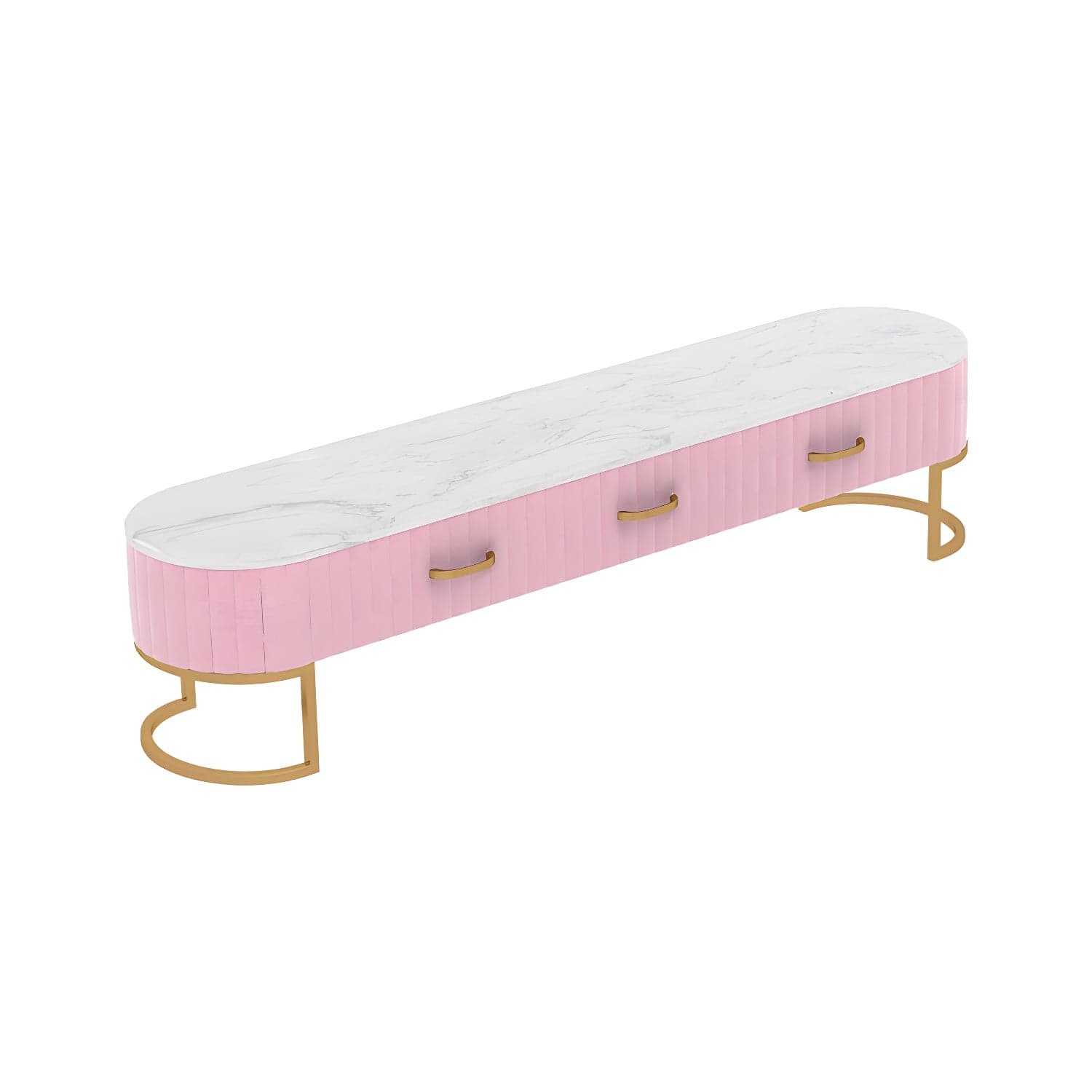 Scandinavian TV Stand Imitation Marble Enclosed Storage TV Console with Drawers - image 4