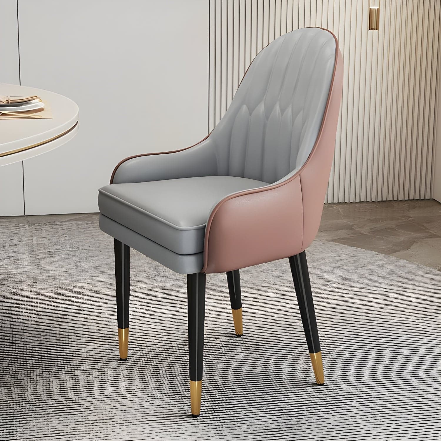 Glam Arm Chair with Upholstered Faux Leather, Solid Back, and Metal Legs - image 14