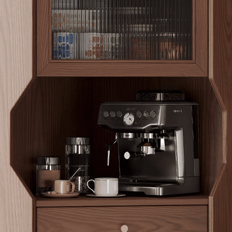 Accent Cabinet with 1 Drawer, 2 Cabinets, Glazed Door, Adjustable Shelf, Cabinet Knobs, Sepia/Wood Color Top, and Stain Resistant Finish - image 6