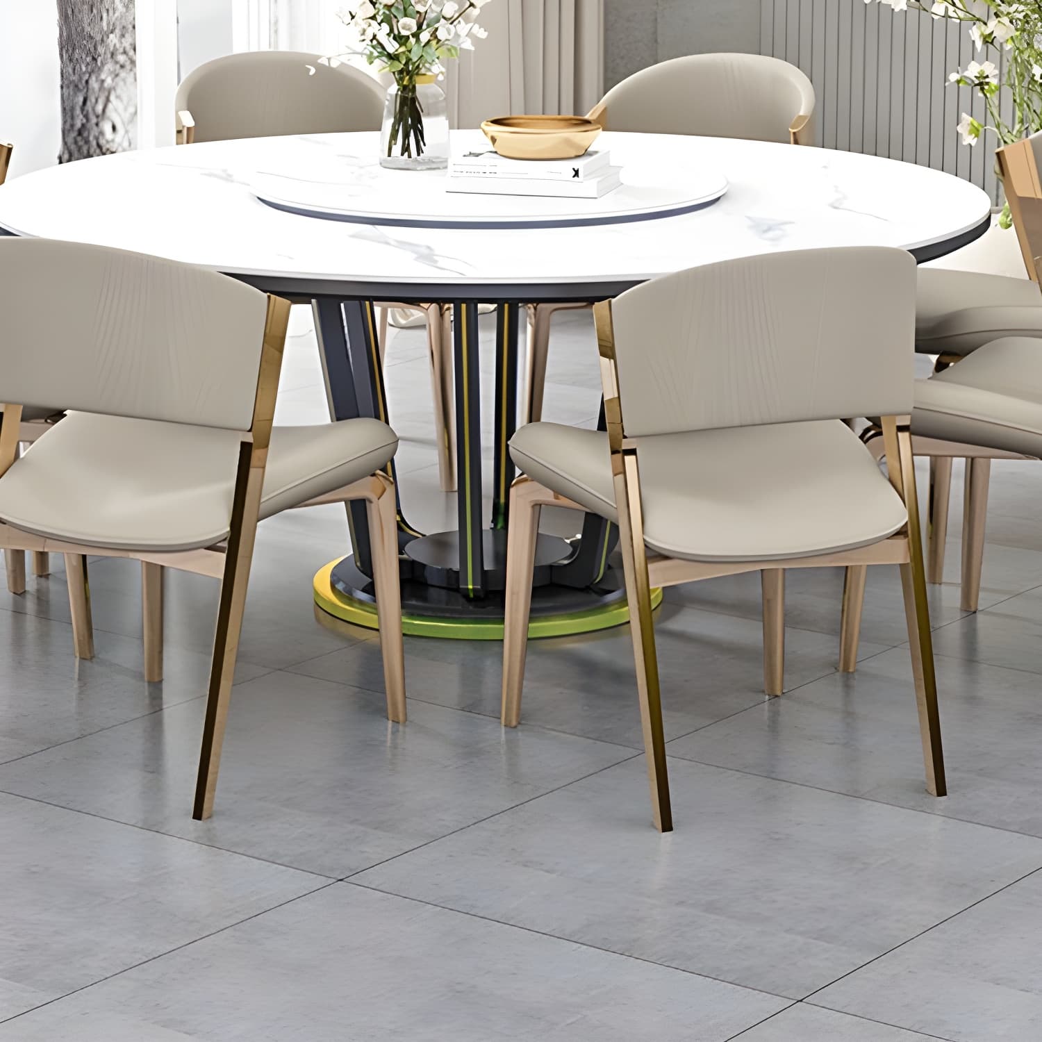 Glam Faux Leather Side Chair with Brass/Gold Legs and Open Back for Kitchen & Dining - image 8
