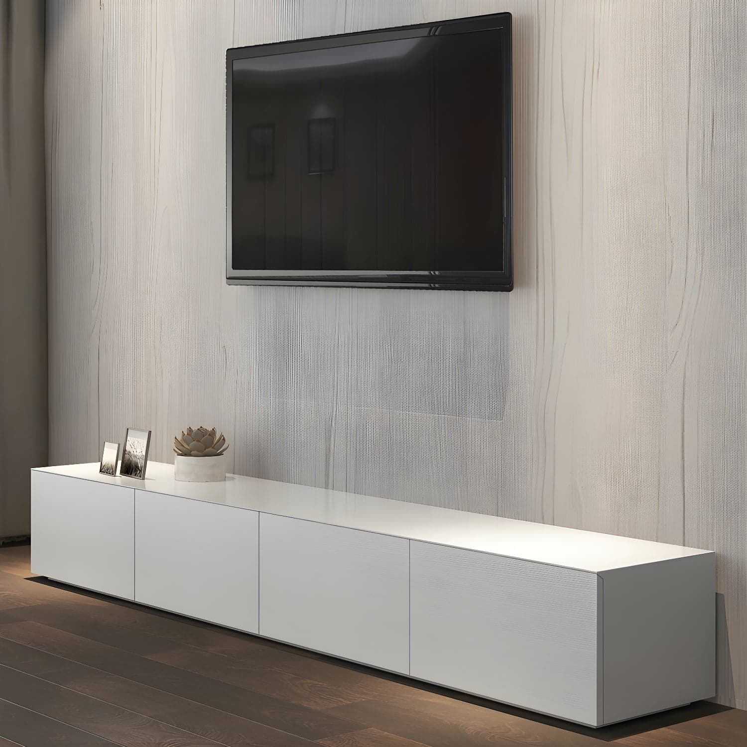 Modern TV Stand with Drawers and Soft Close Glides - Low Height, Wood Material - image 3