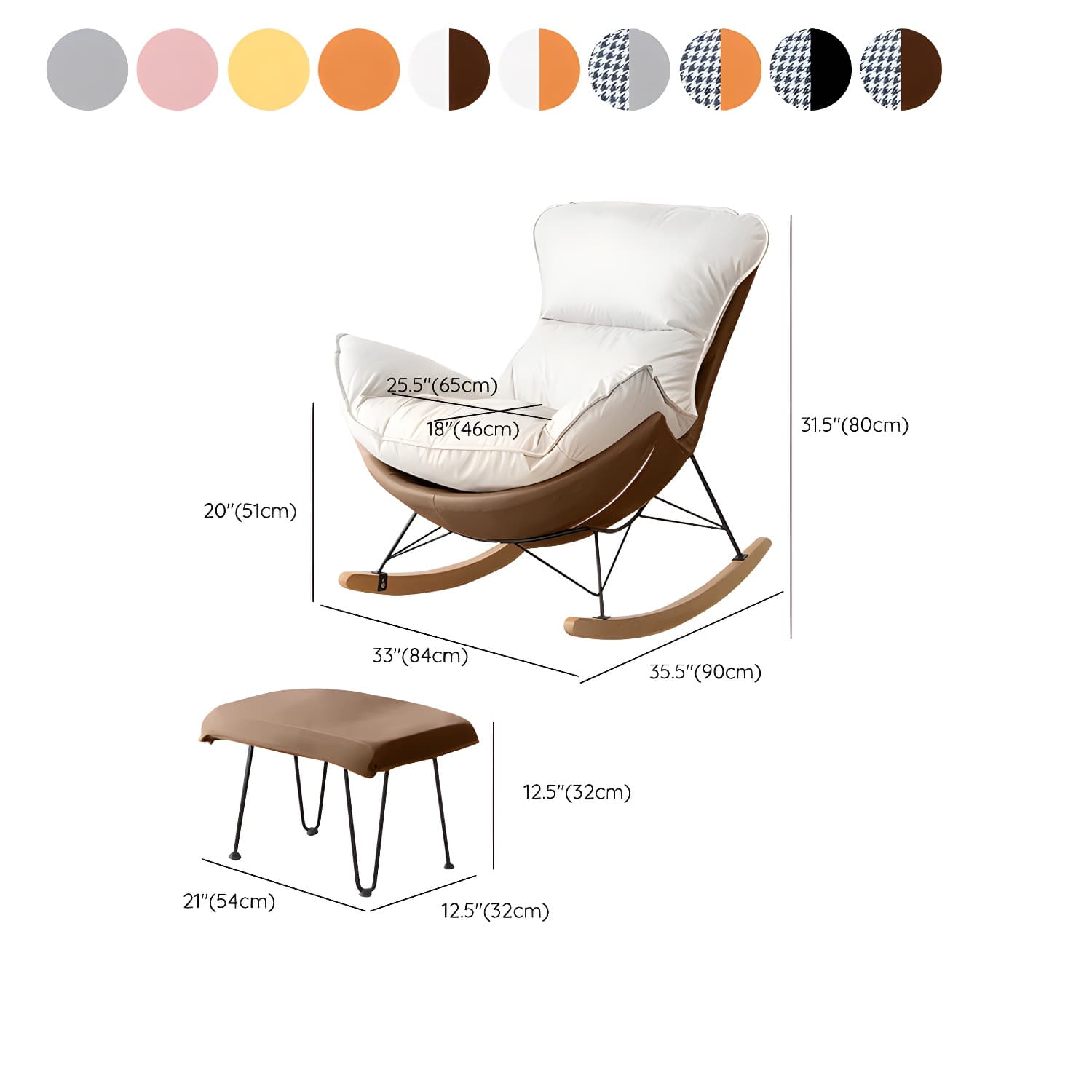 Stylish and Comfortable Modern Upholstered Rocking Chair with Removable Back Cushion - image 19