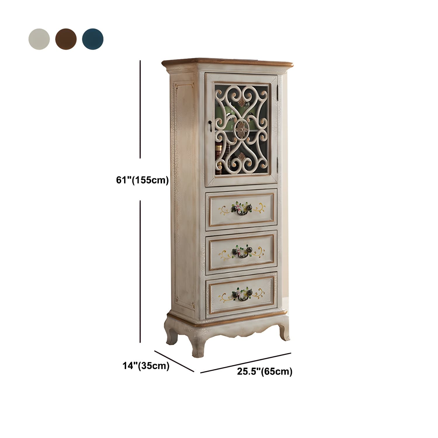 47.24"/61.02" Tall 1- Door Wooden Cabinet, Rectangle Accent Cabinet with Drawers - image 15