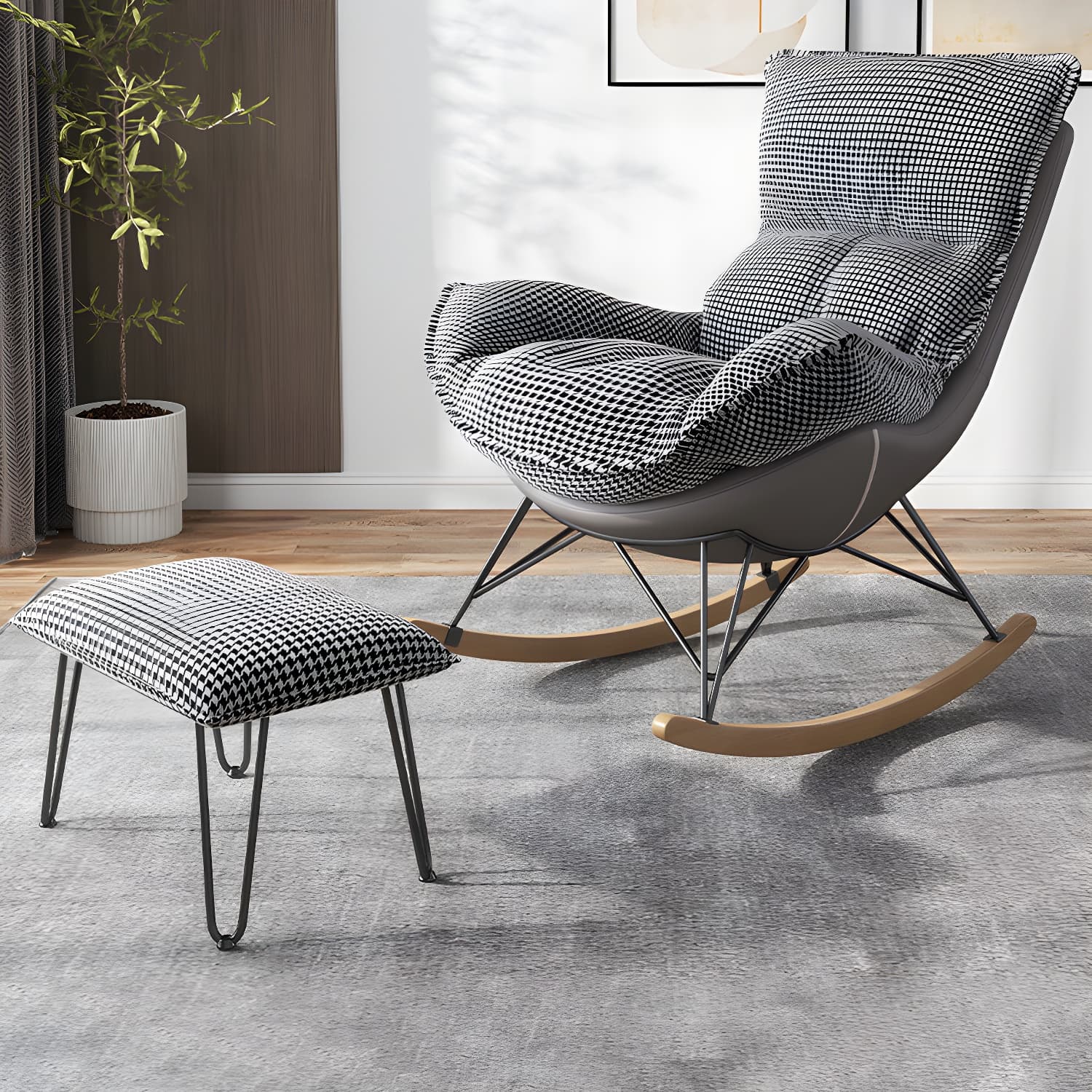 Modern Leisure Chaise Rocking Chair Lounge Upholstered Chaise for Living Room - image 3