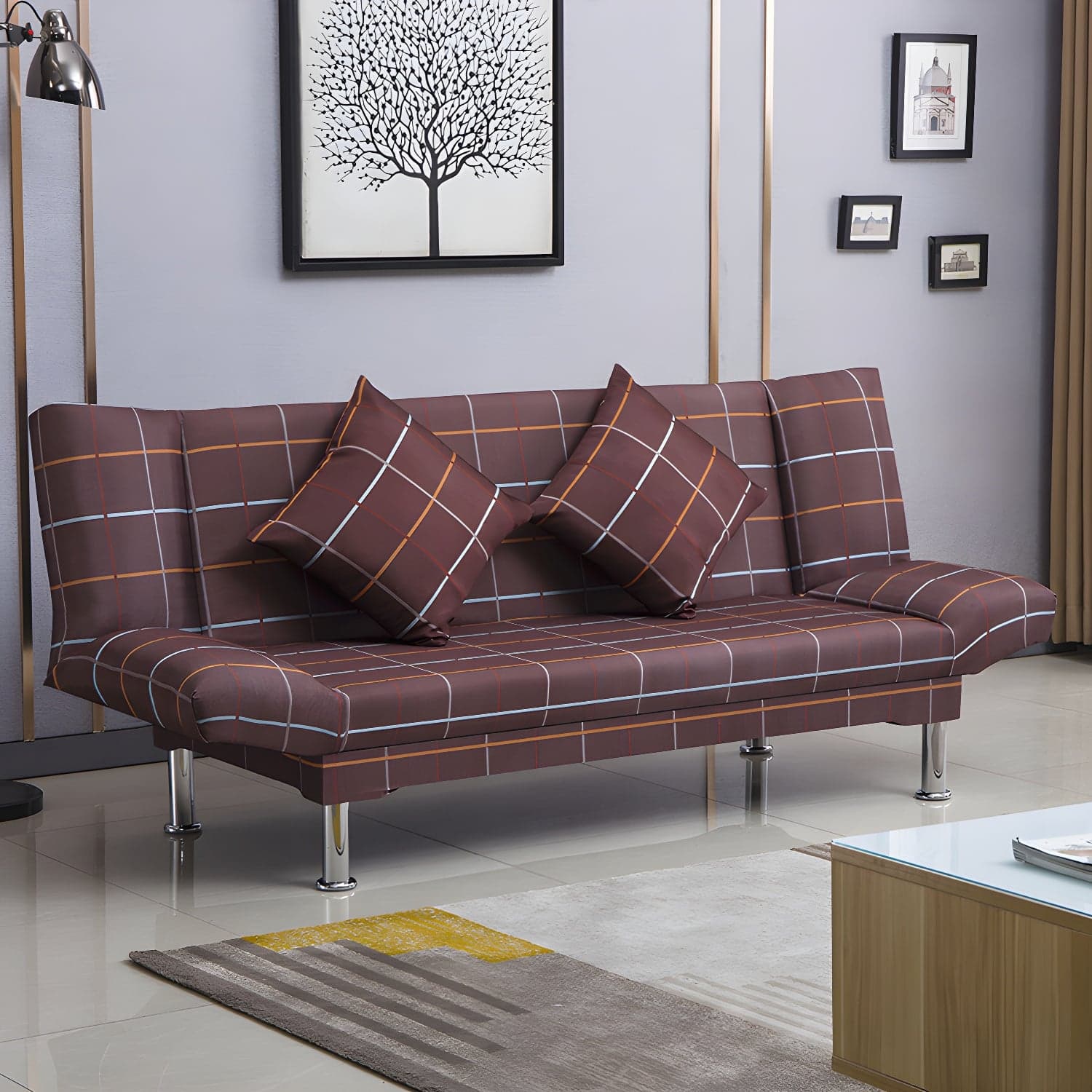 Silver Transitional Modern Tight Back Sofa Bed 29.53"High Armless Sofa Bed - image 9
