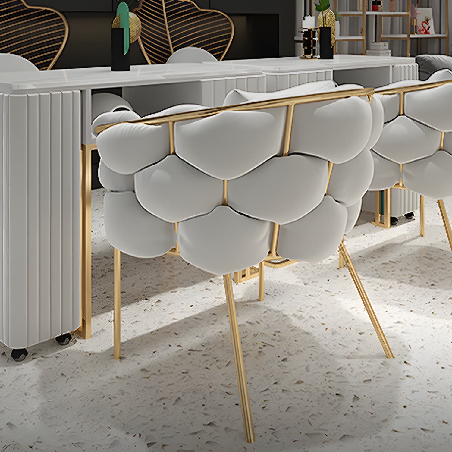 Glam Kitchen Gold Legs Chair Upholstered Dining Armless Chair - image 16